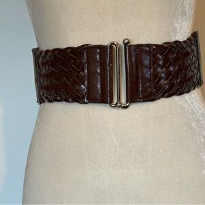 Brown Woven Belt with Silver Buckle